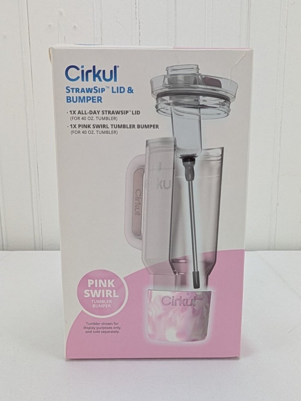 Cirkul All-Day StrawSip Lid & Tumbler Bumper Pink Swirl New in Box